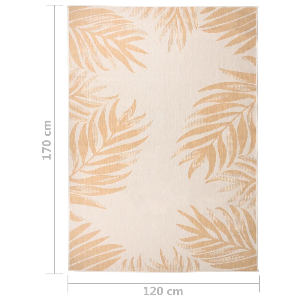 340858 vidaXL Outdoor Flatweave Rug 120x170 cm Leaf Pattern
