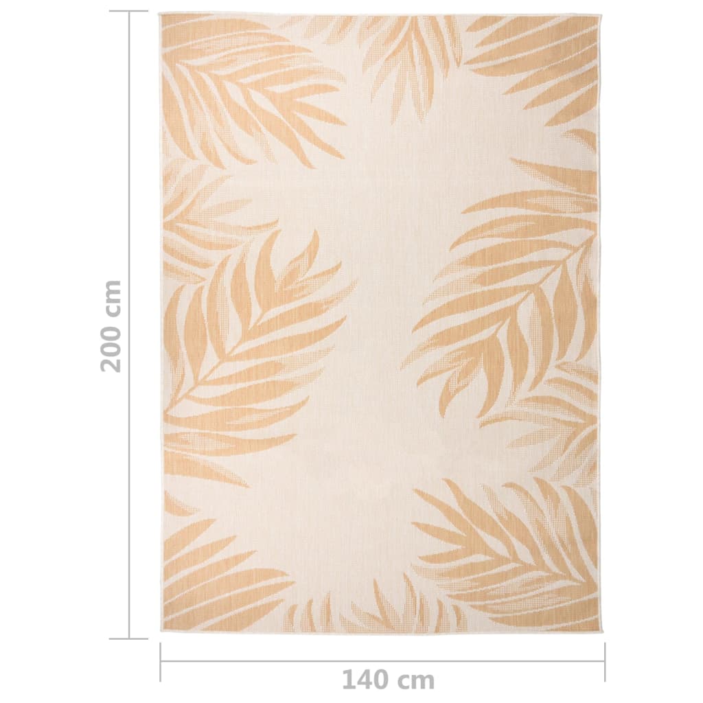340859 vidaXL Outdoor Flatweave Rug 140x200 cm Leaf Pattern