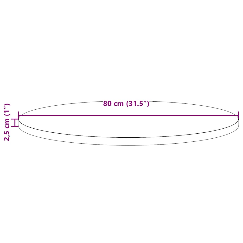 813649 vidaXL Table Top Ø80x2,5 cm Solid Wood Pine