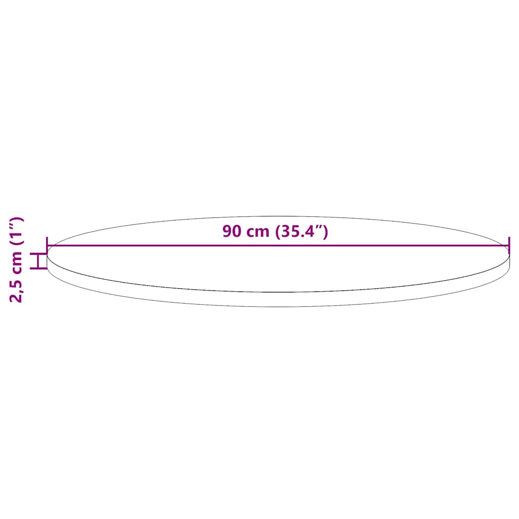 813650 vidaXL Table Top Ø90x2,5 cm Solid Wood Pine