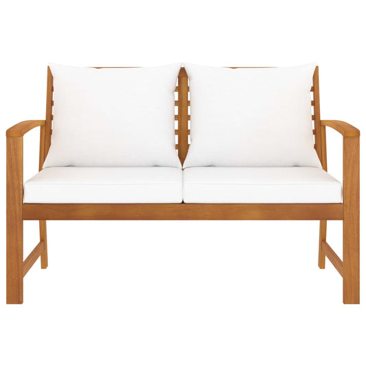 Garden Bench 120 cm with Cream Cushion Solid Wood Acacia Garden Bench 120 cm with Cream Cushion Solid Wood Acacia