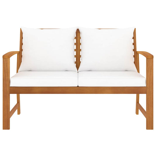 Garden Bench 120 cm with Cream Cushion Solid Wood Acacia Garden Bench 120 cm with Cream Cushion Solid Wood Acacia