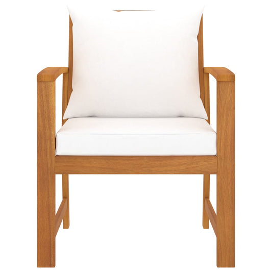 Garden Chairs 2 pcs with Cream Cushions Solid Wood Acacia Garden Chairs 2 pcs with Cream Cushions Solid Wood Acacia