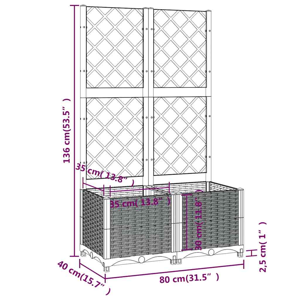 Garden Planter | Blue Grey | Polypropylene | Large | Planters