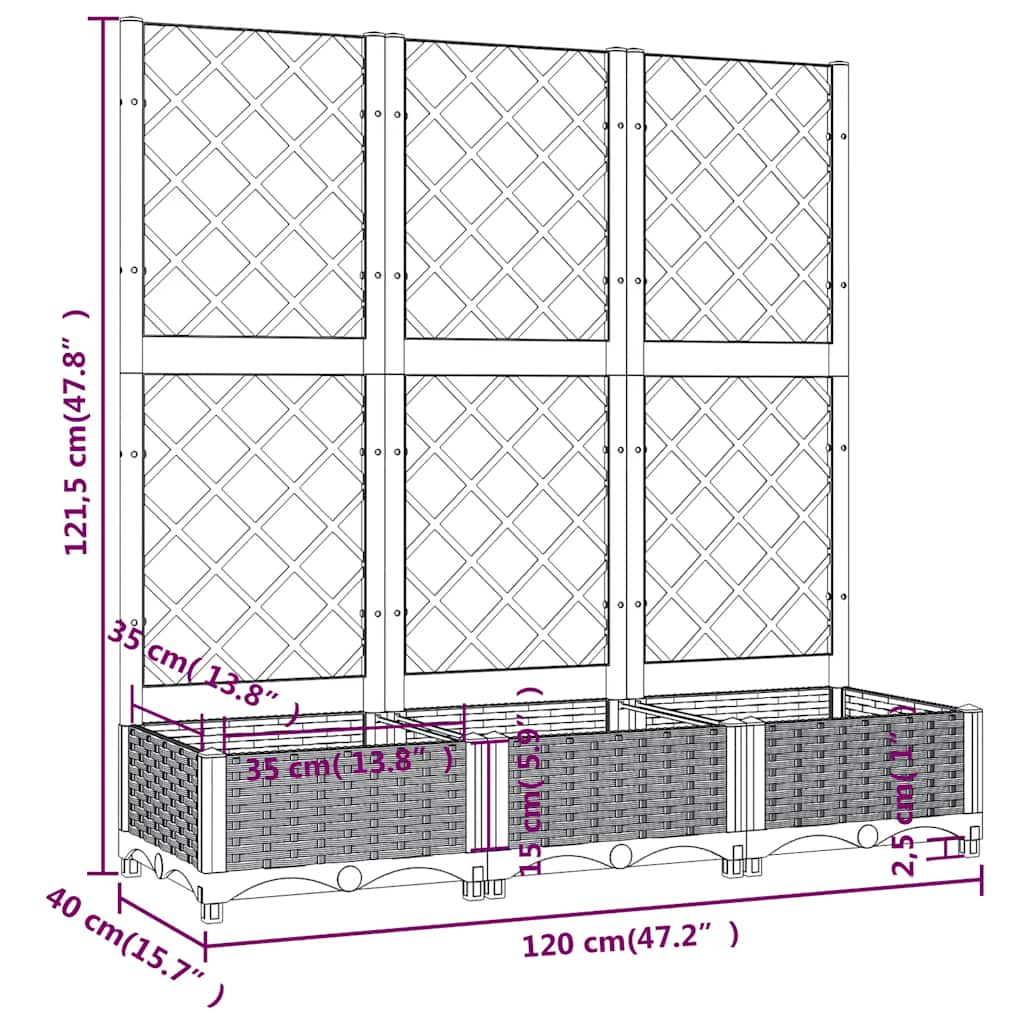 Garden Planter | Blue Grey | Polypropylene | Large | Planters