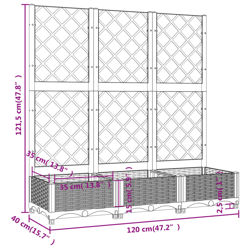 Garden Brown 120 x 40 x 121.5 cm