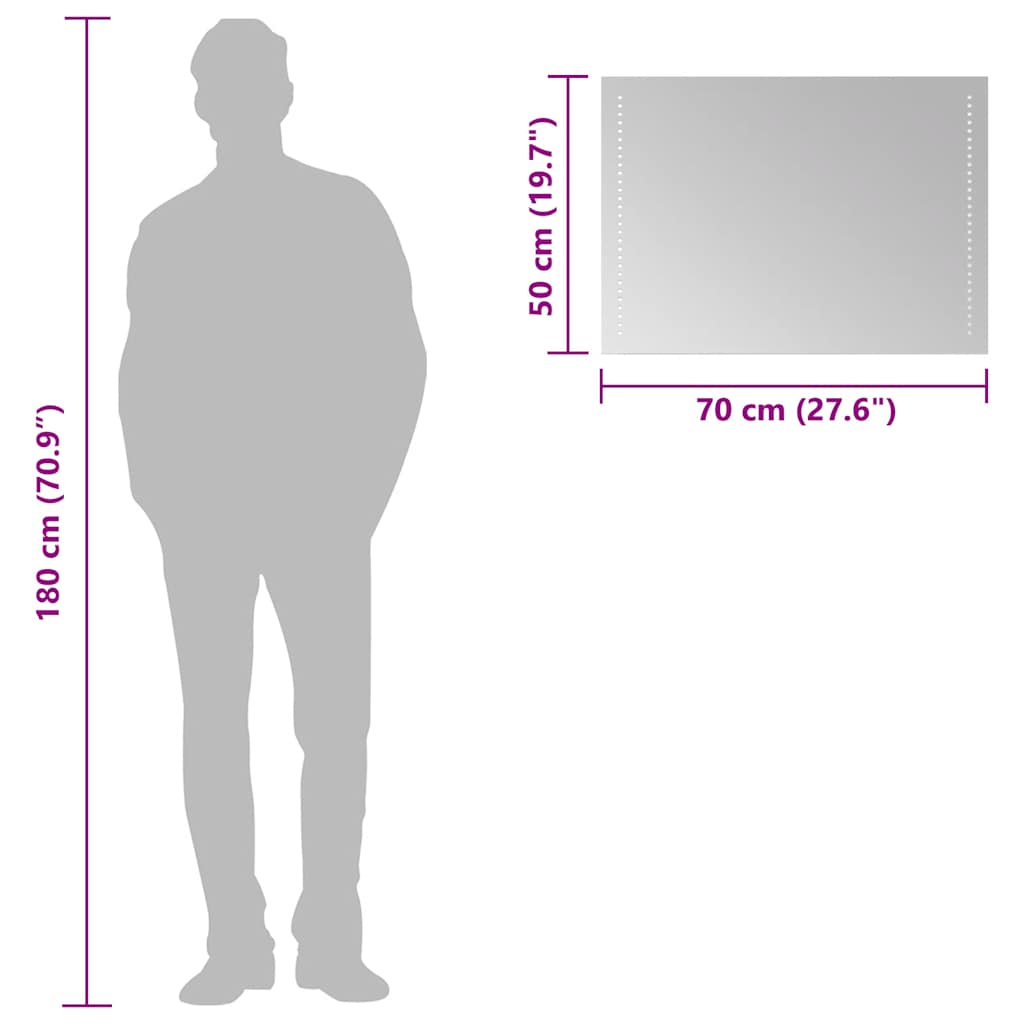 LED Bathroom Mirror 70x50 cm