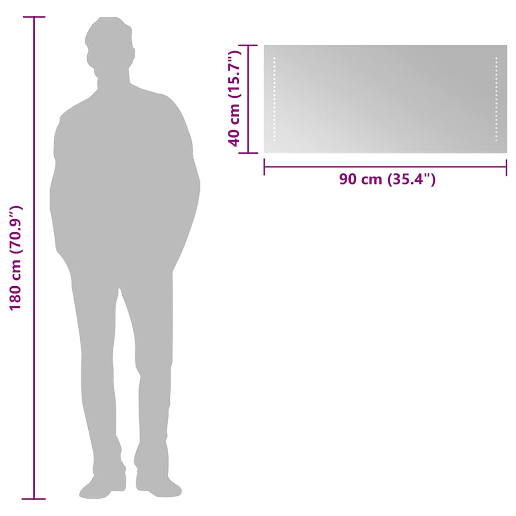 LED Bathroom Mirror 90x40 cm