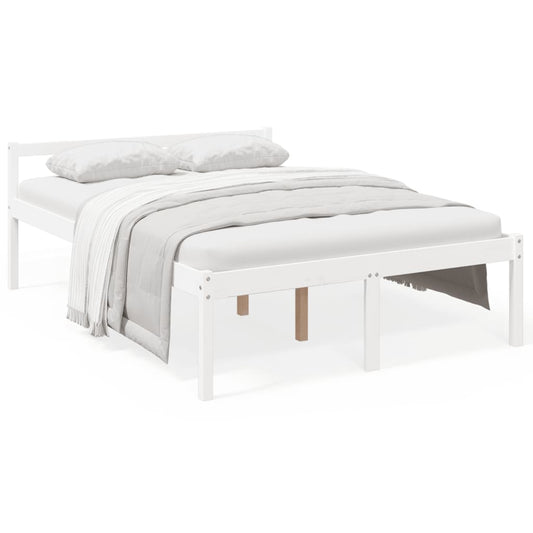 Senior Bed without Mattress White 140x200cm Solid Wood Pine Senior Bed without Mattress White 140x200cm Solid Wood Pine