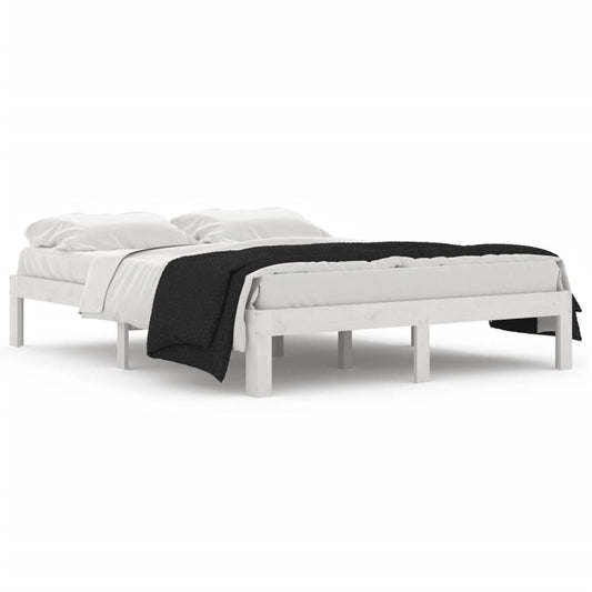 Bed Frame | White | Solid pine wood | 140x190 cm | Wood Grain | Bed Frame Bed Frame | White | Solid pine wood | 140x190 cm | Wood Grain | Bed Frame