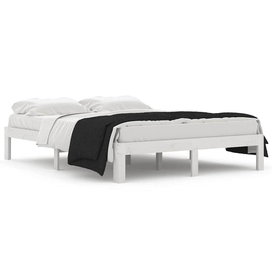 Bed Frame without Mattress White Solid Wood Pine 140x190cm Bed Frame without Mattress White Solid Wood Pine 140x190cm