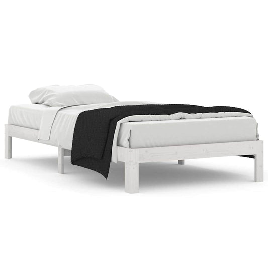 Bed Frame without Mattress White Solid Wood Pine 100x200cm Bed Frame without Mattress White Solid Wood Pine 100x200cm