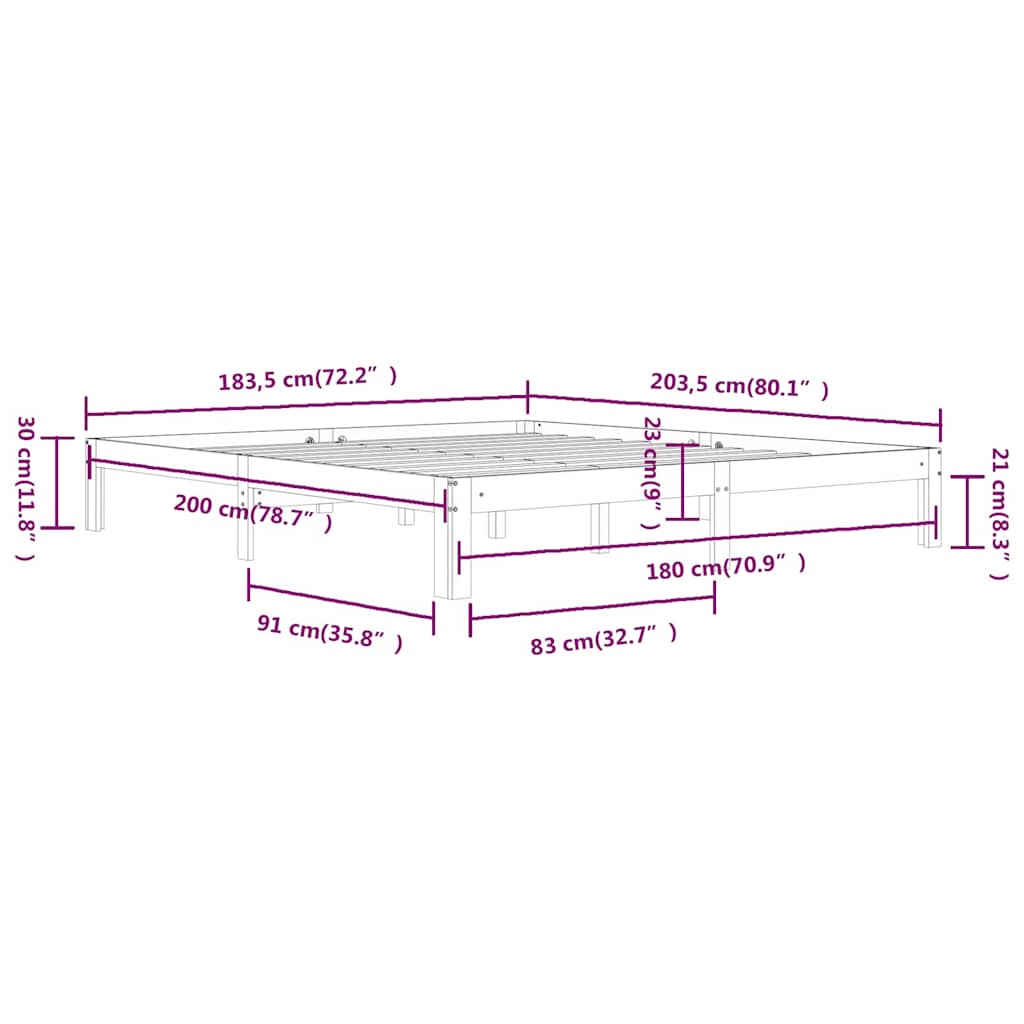 Bed Frame without Mattress 180x200cm Super King Size