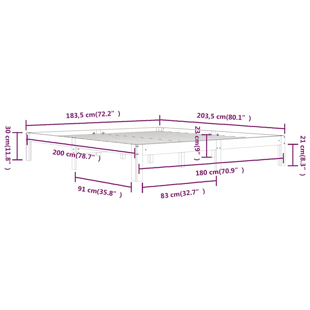 Bed Frame without Mattress 180x200cm Super King Size