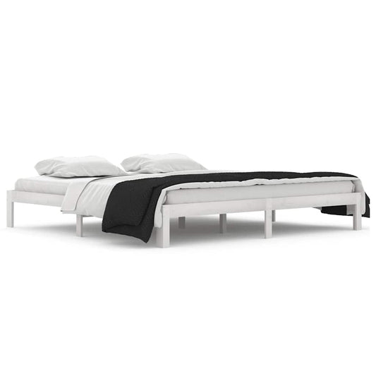 Bed Frame without Mattress White Solid Wood Pine 200x200cm Bed Frame without Mattress White Solid Wood Pine 200x200cm