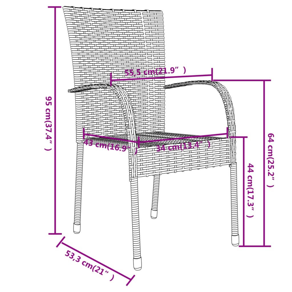 Garden Dining Set | Brown | PE Rattan, Powder-Coated Steel | Medium