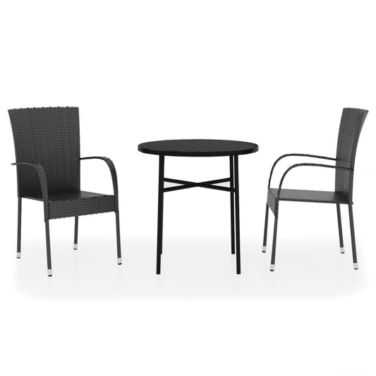 Garden Dining Set | Black | Poly Rattan, Powder-Coated Steel, PP board Garden Dining Set | Black | Poly Rattan, Powder-Coated Steel, PP board
