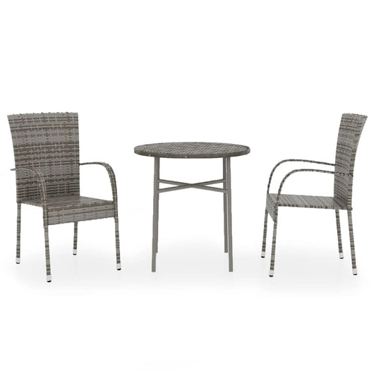 3 Piece Garden Dining Set Poly Rattan Grey 3 Piece Garden Dining Set Poly Rattan Grey