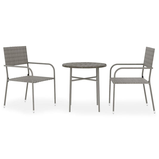 3 Piece Garden Dining Set Poly Rattan Grey 3 Piece Garden Dining Set Poly Rattan Grey