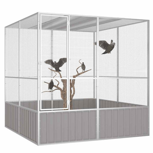 Bird Cage Grey 213.5x217.5x211.5 cm Galvanised Steel Bird Cage Grey 213.5x217.5x211.5 cm Galvanised Steel