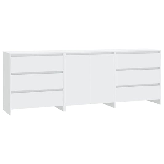 3 Piece Sideboard White Engineered Wood 3 Piece Sideboard White Engineered Wood