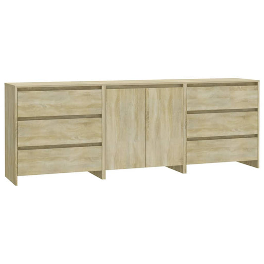 3 Piece Sideboard Sonoma Oak Engineered Wood 3 Piece Sideboard Sonoma Oak Engineered Wood