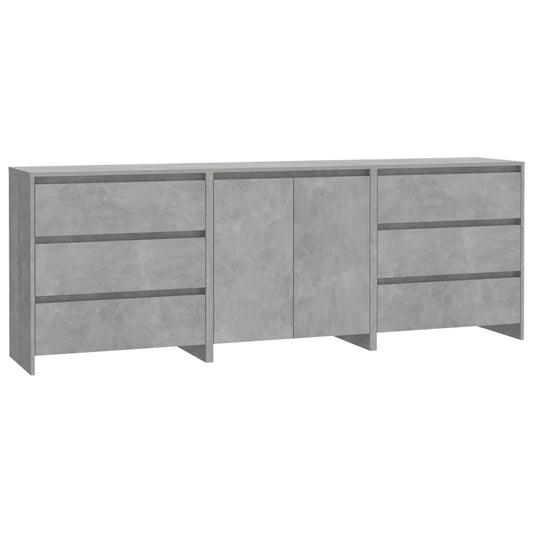 3 Piece Sideboard Concrete Grey Engineered Wood 3 Piece Sideboard Concrete Grey Engineered Wood