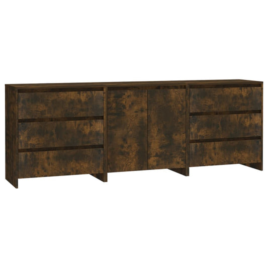 3 Piece Sideboard Smoked Oak Engineered Wood 3 Piece Sideboard Smoked Oak Engineered Wood