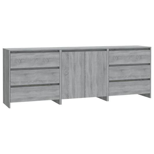 3 Piece Sideboard Grey Sonoma Engineered Wood 3 Piece Sideboard Grey Sonoma Engineered Wood