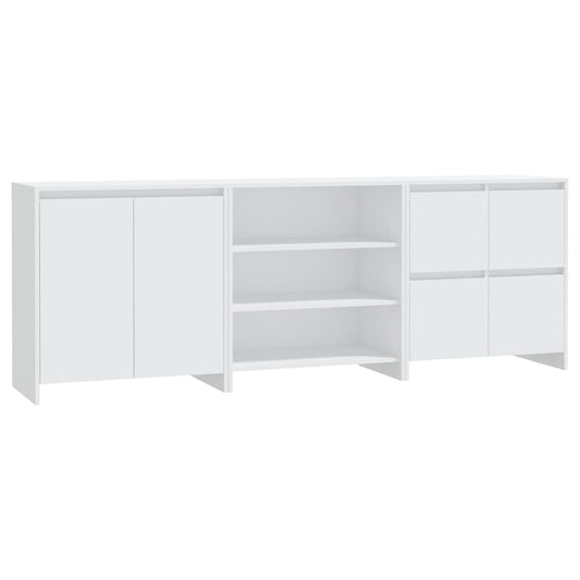 3 Piece Sideboard White Engineered Wood 3 Piece Sideboard White Engineered Wood