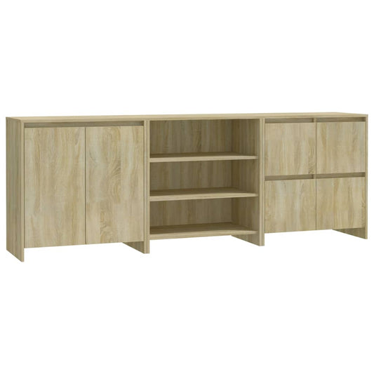 3 Piece Sideboard Sonoma Oak Engineered Wood 3 Piece Sideboard Sonoma Oak Engineered Wood