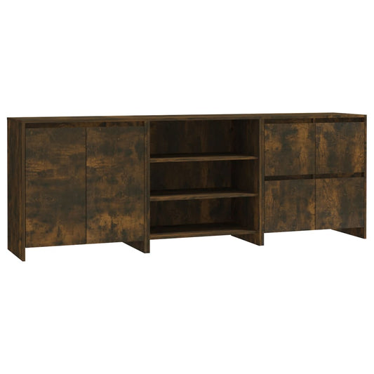 3 Piece Sideboard Smoked Oak Engineered Wood 3 Piece Sideboard Smoked Oak Engineered Wood