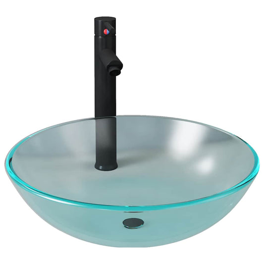 Bathroom Sink with Tap and Push Drain Frosted Tempered Glass Bathroom Sink with Tap and Push Drain Frosted Tempered Glass
