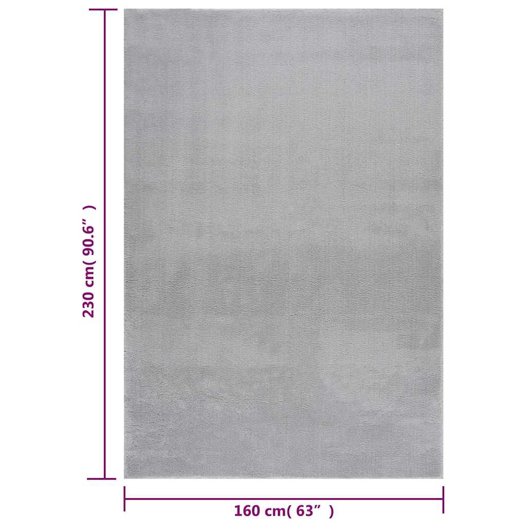 Washable Rug Soft Fluffy Short Pile 160x230 cm Anti Slip Grey