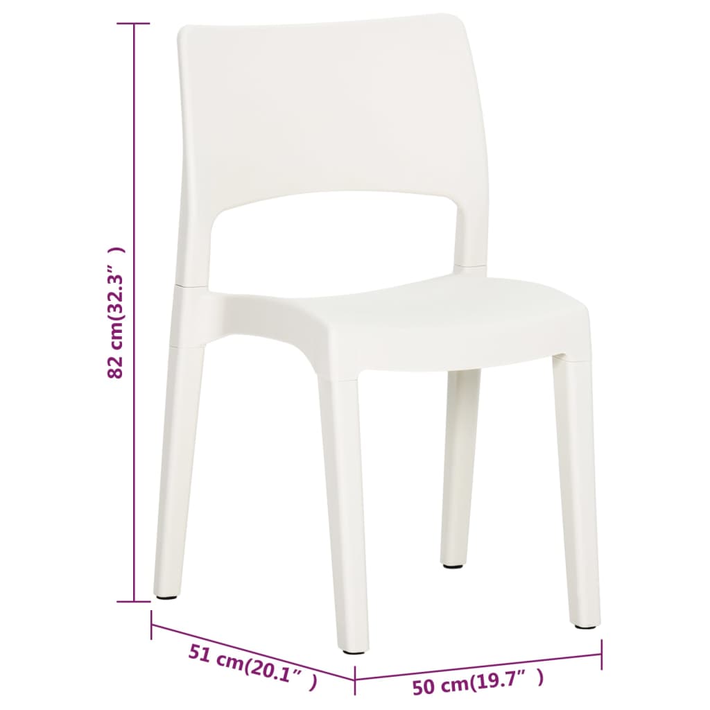 Garden Chair | Set of 2 | White | Polypropylene | Standard | Stackable