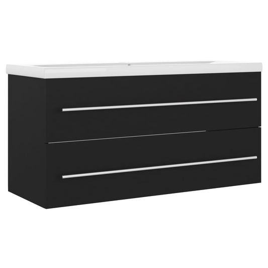 Sink Cabinet with Built-in Basin Black Engineered Wood Sink Cabinet with Built-in Basin Black Engineered Wood