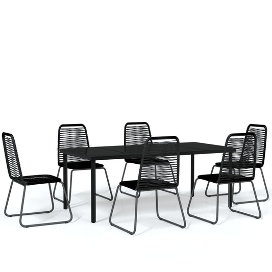 7 Piece Garden Dining Set Black 7 Piece Garden Dining Set Black