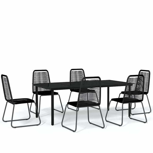 7 Piece Garden Dining Set Black 7 Piece Garden Dining Set Black