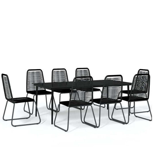 9 Piece Garden Dining Set Black 9 Piece Garden Dining Set Black