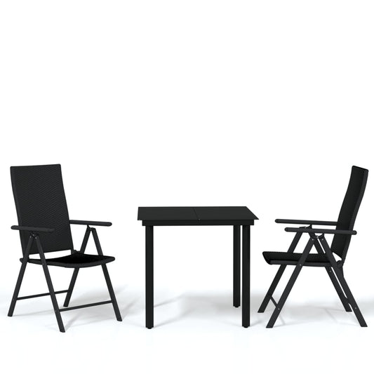 3 Piece Garden Dining Set Black 3 Piece Garden Dining Set Black