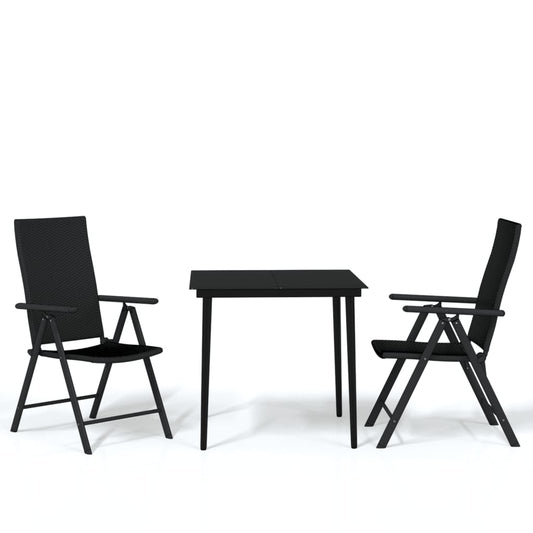 Garden Dining Set | Black | Powder-coated steel, glass, PE Rattan Garden Dining Set | Black | Powder-coated steel, glass, PE Rattan