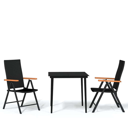 3 Piece Garden Dining Set Black 3 Piece Garden Dining Set Black