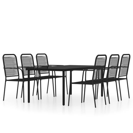 7 Piece Garden Dining Set Black 7 Piece Garden Dining Set Black