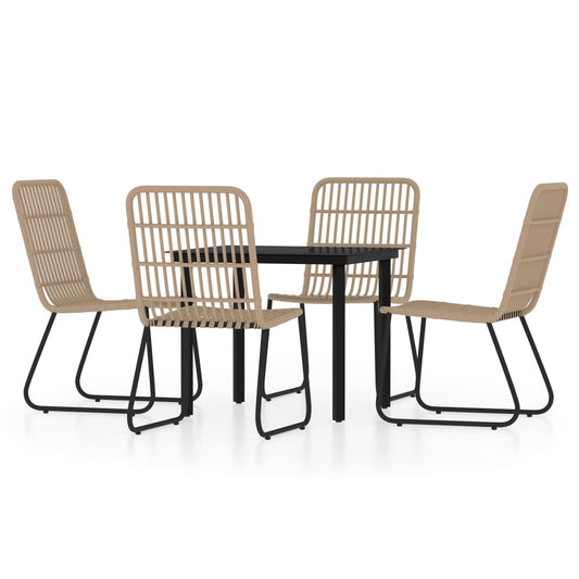 Dining Set | Oak and Black | PE Rattan | Medium | Lightweight Dining Set | Oak and Black | PE Rattan | Medium | Lightweight