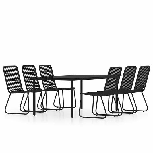 7 Piece Garden Dining Set Black 7 Piece Garden Dining Set Black