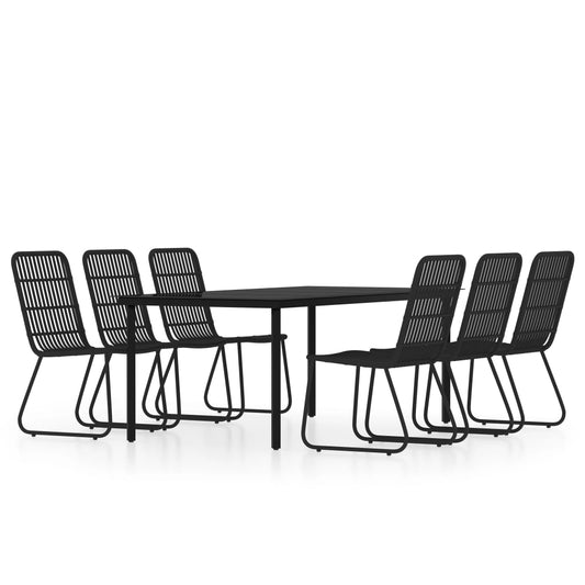 7 Piece Garden Dining Set Black 7 Piece Garden Dining Set Black