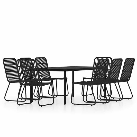 9 Piece Garden Dining Set Black 9 Piece Garden Dining Set Black
