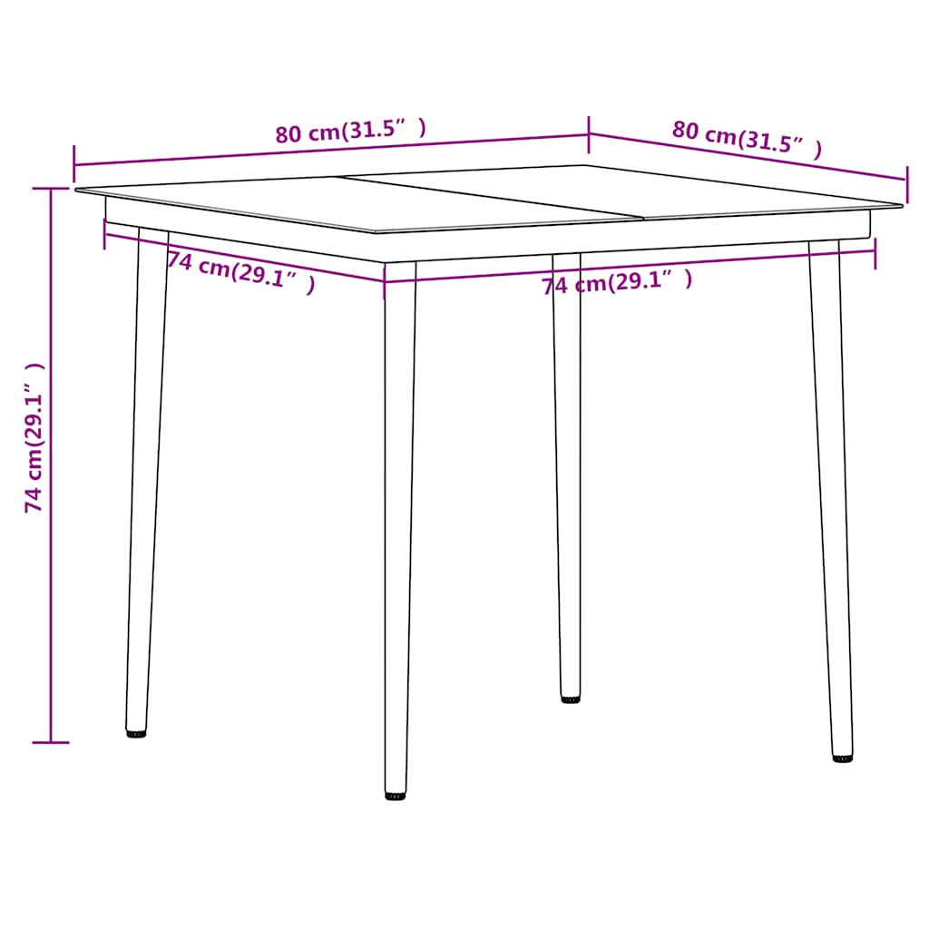 Dining Set | Oak and Black | PE rattan | Medium | Stackable | Dining Set