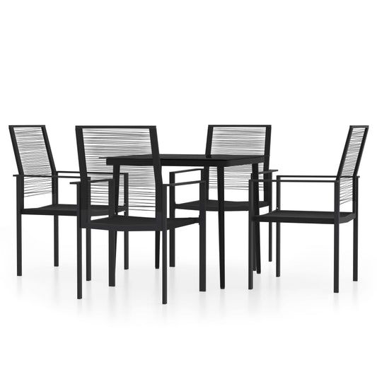 Dining Set | Black | Powder-coated steel, Glass, PVC hollow rattan Dining Set | Black | Powder-coated steel, Glass, PVC hollow rattan