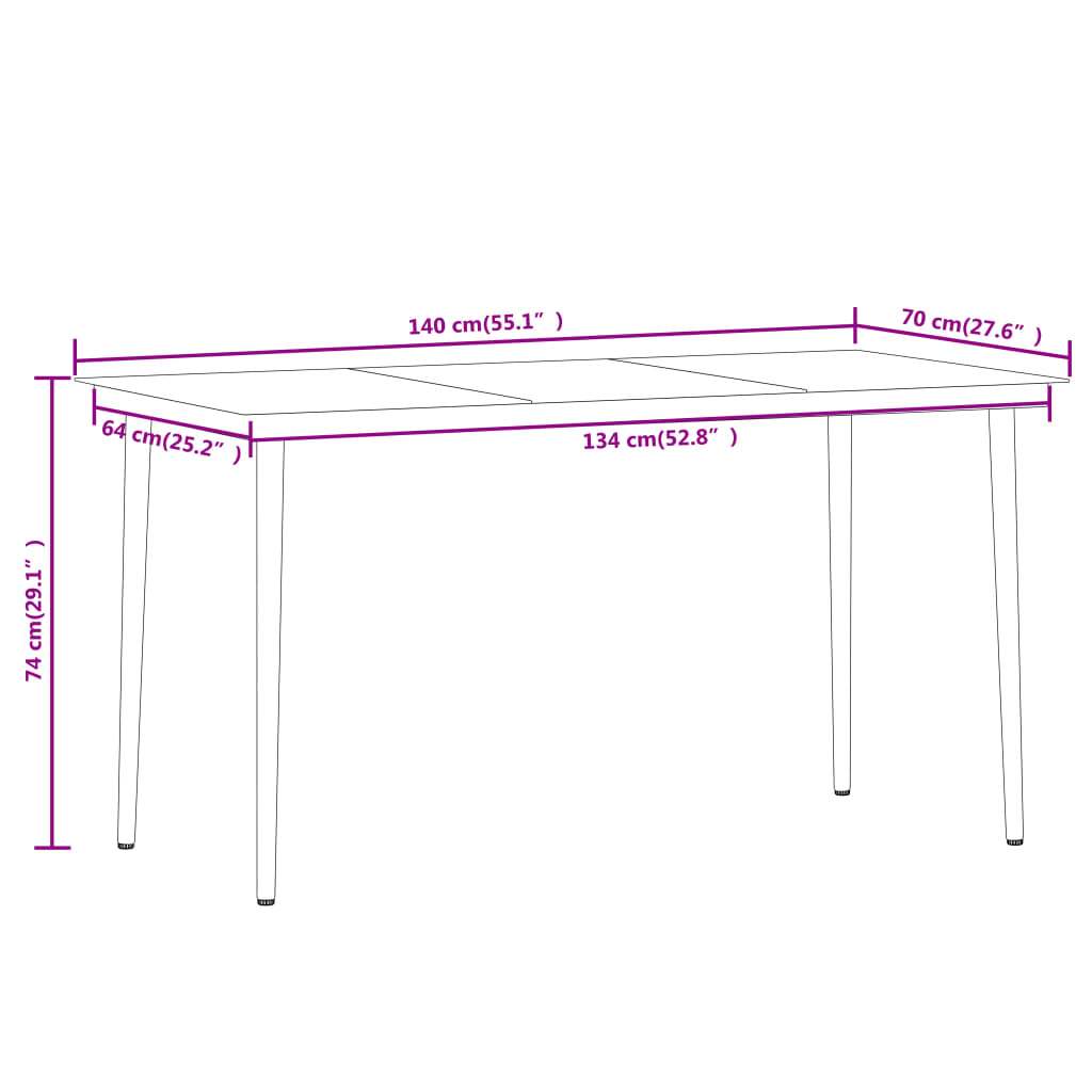 Dining Set | Black | Powder-coated steel, glass, PVC hollow rattan